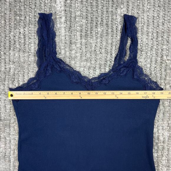 Women's Y2K‎ Lace Trim Ribbed Tank Camisole Top Maurices Plus Size 1X Navy Blue - Picture 4 of 7